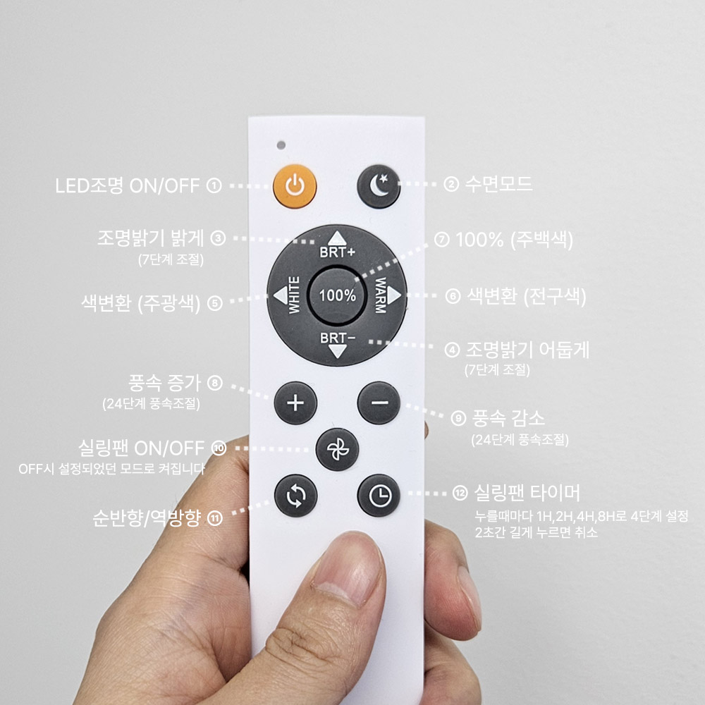 천장선풍기 조명실링팬 공기순환 서큘레이터 리모컨 안방 작은방 60cm, 은하수(LED-002) - 상세 이미지 4