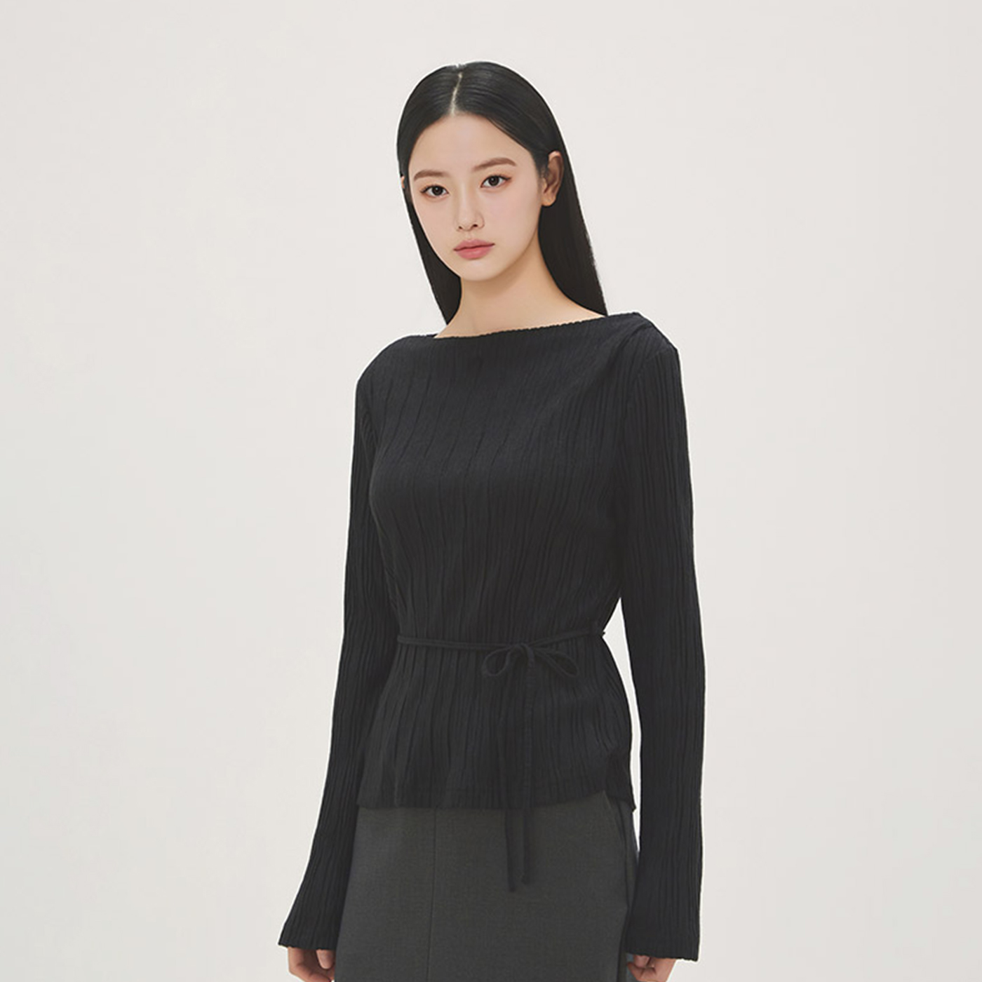 [N배송] 로엠 긴팔 크링클 티셔츠 RMLWG23R18 이미지 2