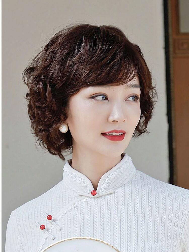 웨이브 통가발 여성 머리 파마 단발 커트 내추럴블랙 [앞 그물 핀 분리] - 상세 이미지 2