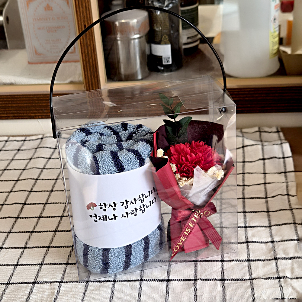 어린이집 답례품 카네이션 핸드타올 어버이날 스승의날 유치원 학교 감사 선물 고리수건 - 상품 이미지