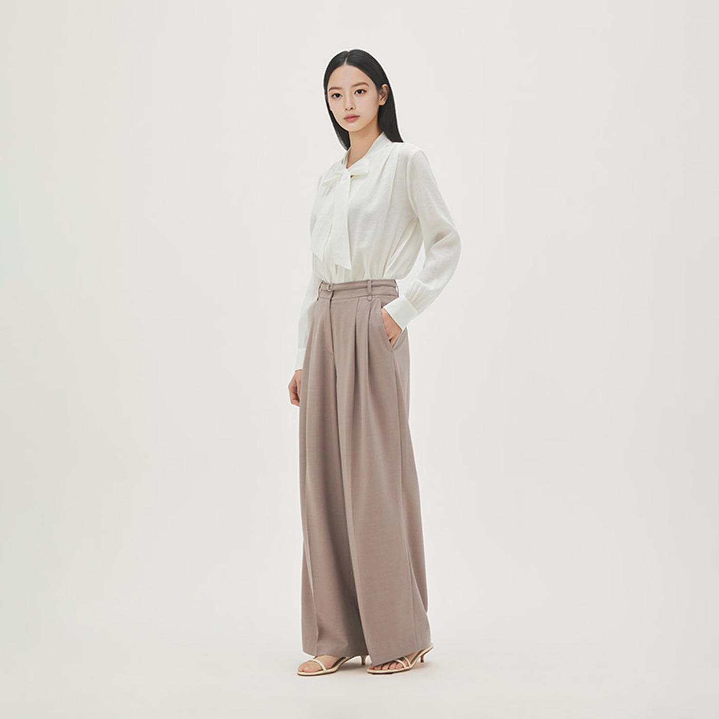 로엠 벨티드 투턱 와이드 슬랙스 RMTWG24R13 이미지 2