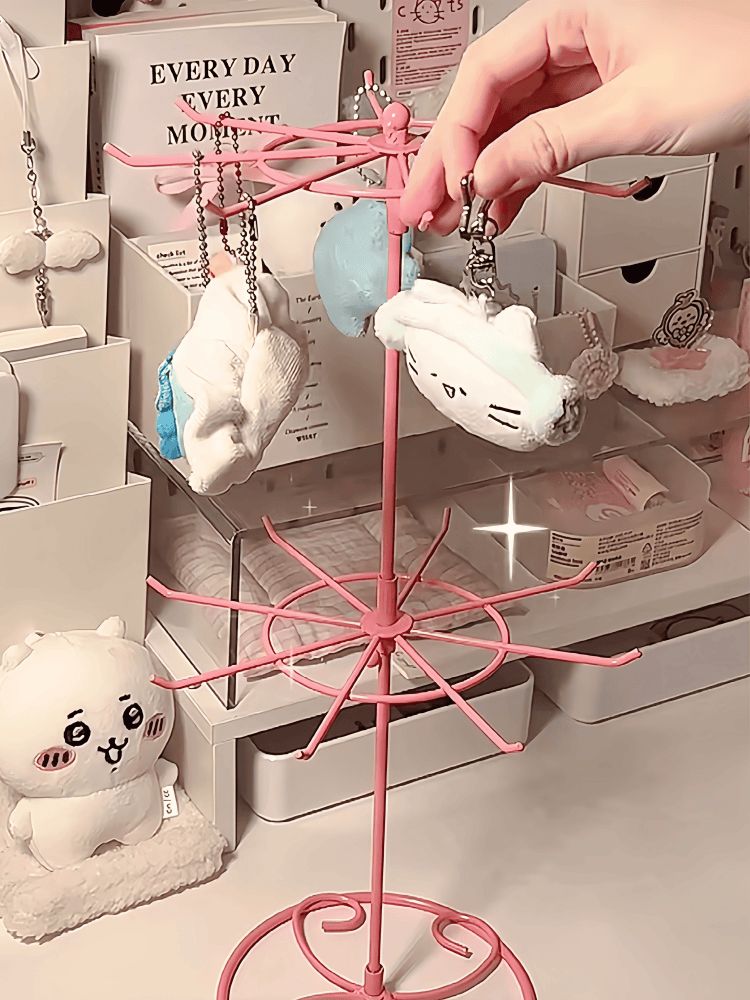 키링진열대 쥬얼리 악세사리 랙 목걸이 반지 보관 귀걸이 크림핑크 (기본 21x31cm) - 상세 이미지 5