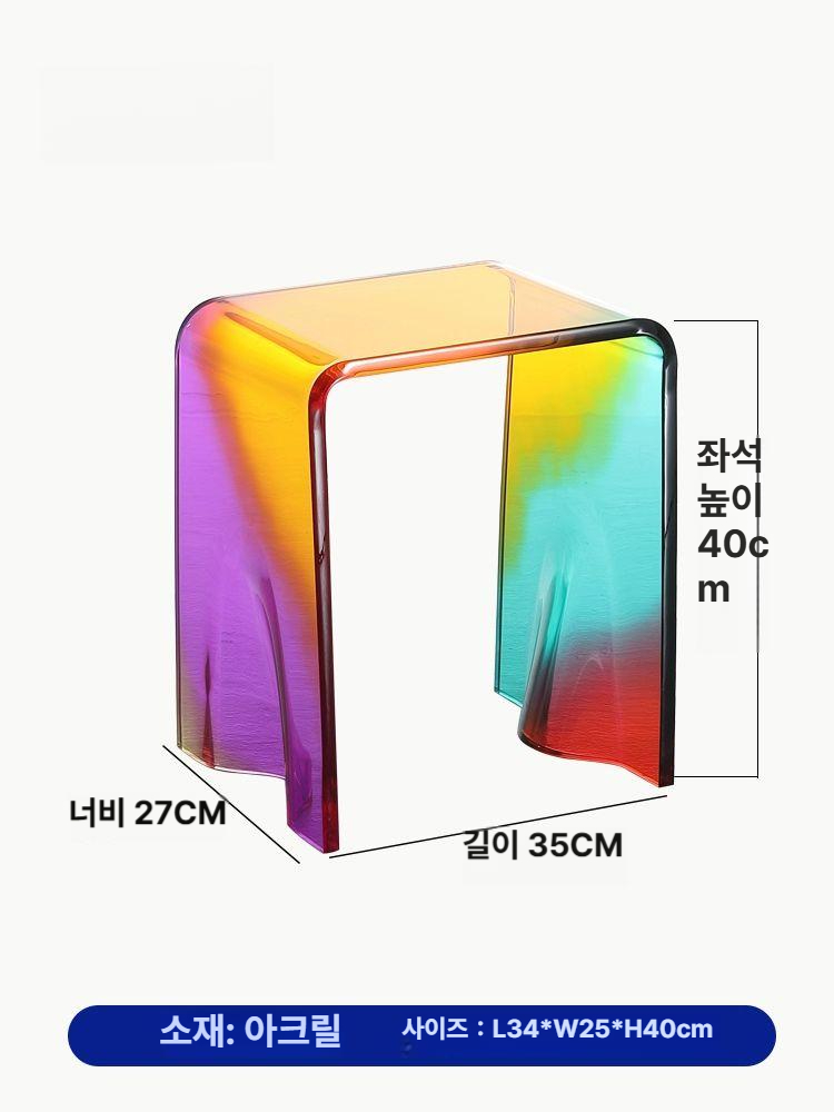아크릴스툴 미니 스툴 무지개 화장 화려한 낮은 의자 벤치 디자인 - 상세 이미지 5