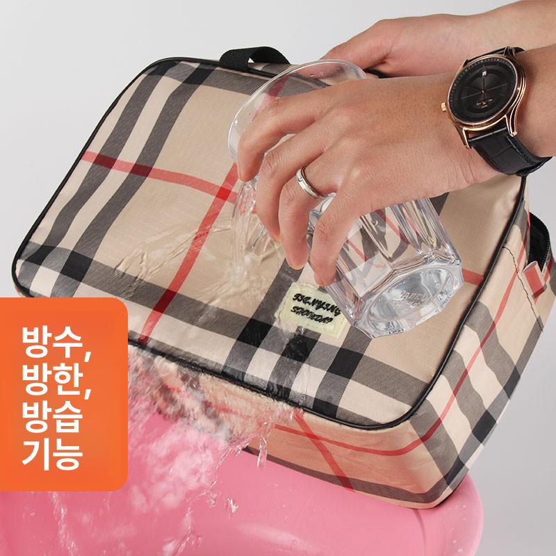 남자 목욕 가방 방수 여행용 백 비치 사우나 세면 헬스 1. 브라운체크 - 상세 이미지 2