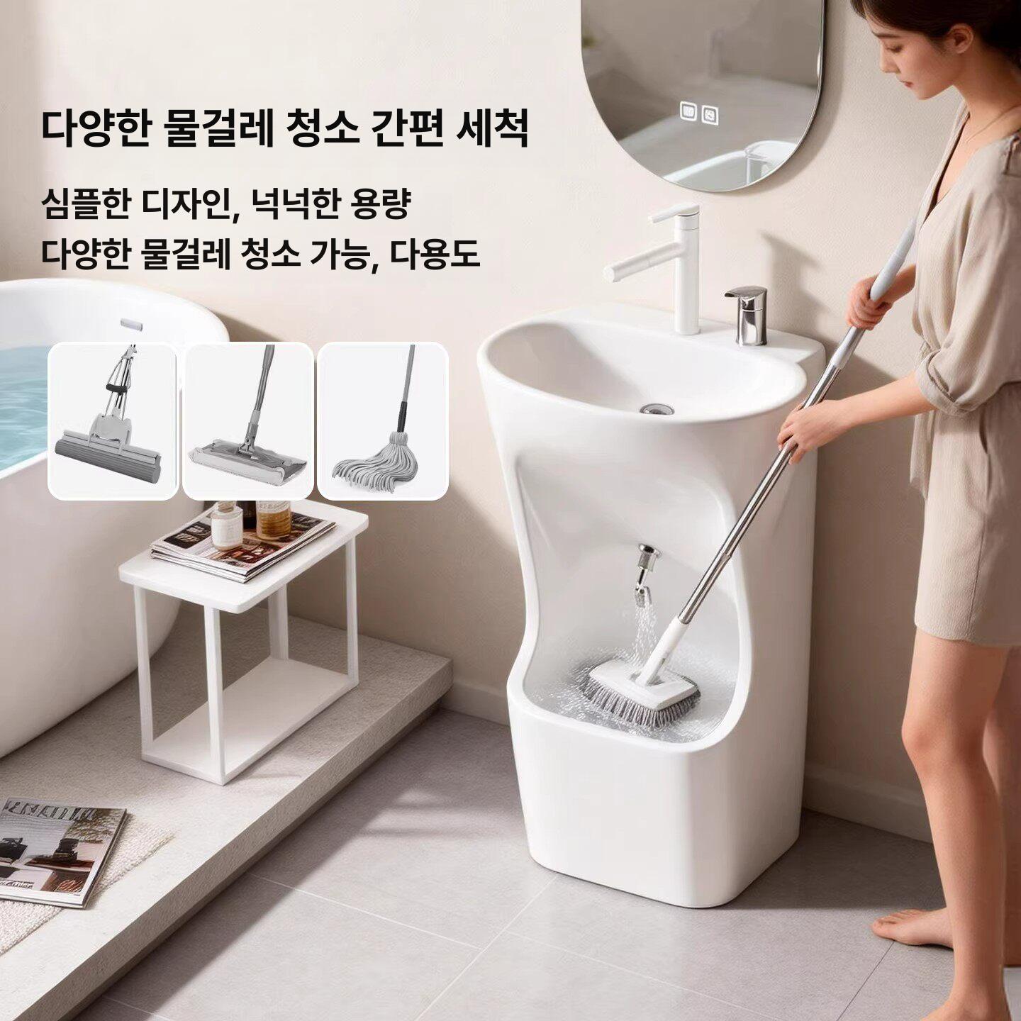 긴다리 세면대 발씻는 풋브러쉬 수전 스탠딩 일체형 발 터치 화이트 회전 - 상세 이미지 5