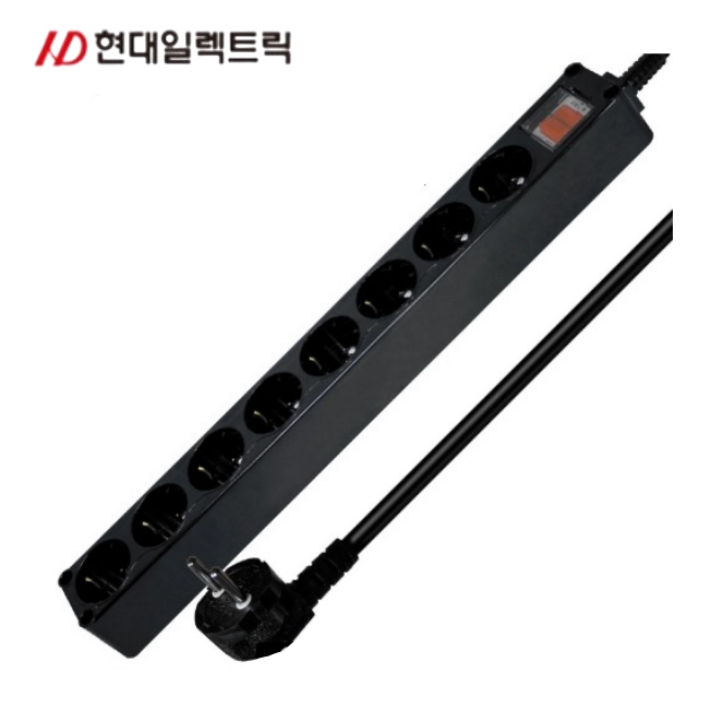 8구멀티탭 블랙 5M 과부하차단 국산 전기콘센트 2800W - 상품 이미지