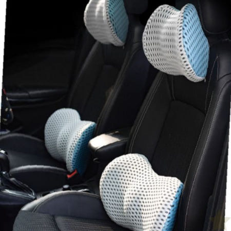 차량 운전석 메모리폼 허리 목 받침 쿠션 통풍 메쉬 소재 장거리 운전 자세 교정