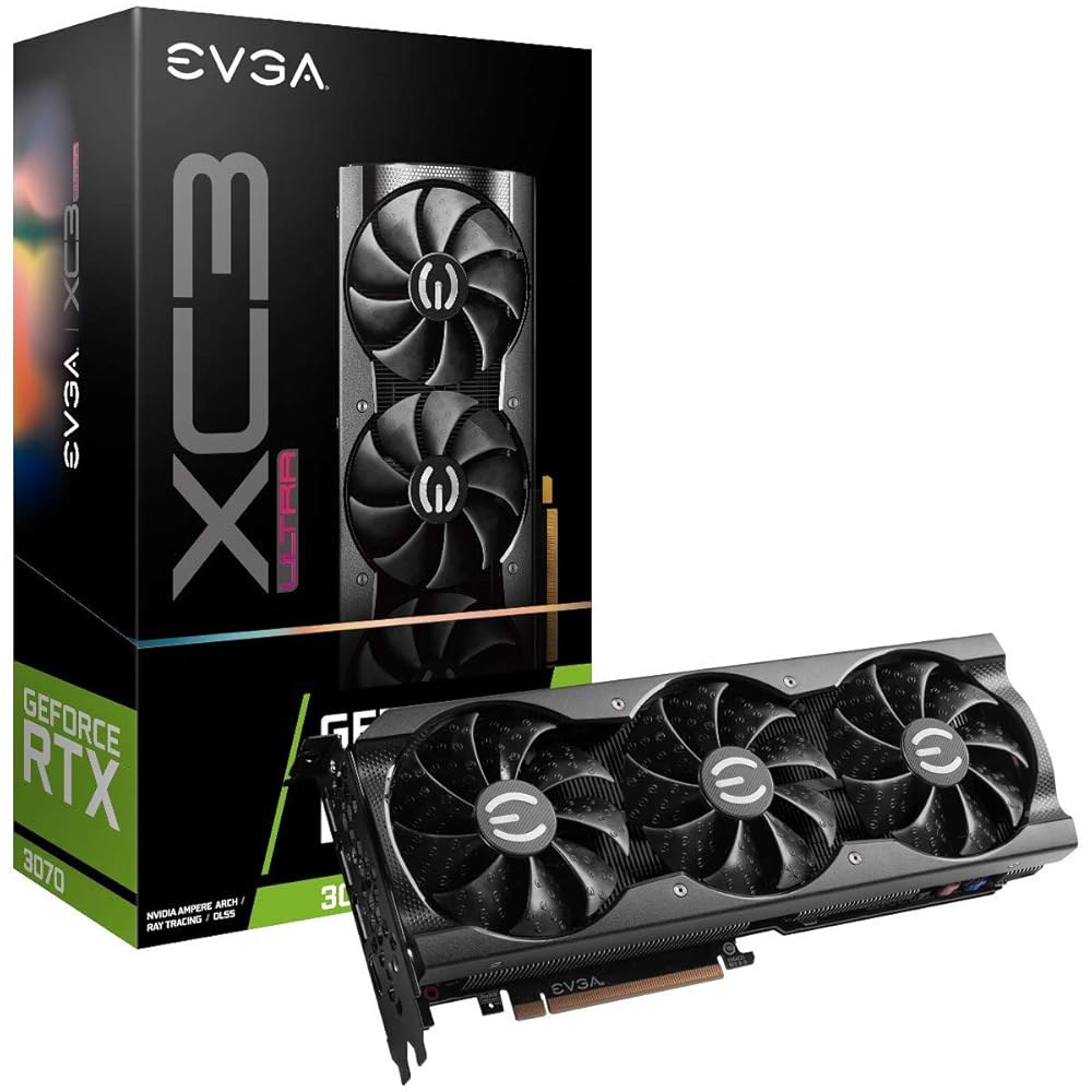 EVGA 08G-P5-3755-KR GeForce RTX 3070 XC3 GDDR6, 백플레이트 냉각, 8GB 금속 울트라 ARGB 게이밍, LED, iCX3 XC3 Ultra - 상품 이미지