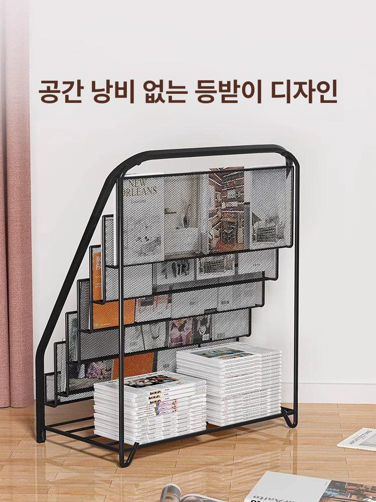 철제 잡지꽂이 스탠드 폴딩 책장 진열대 책꽂이 북타워 화이트 6 칸기본 - 상세 이미지 3