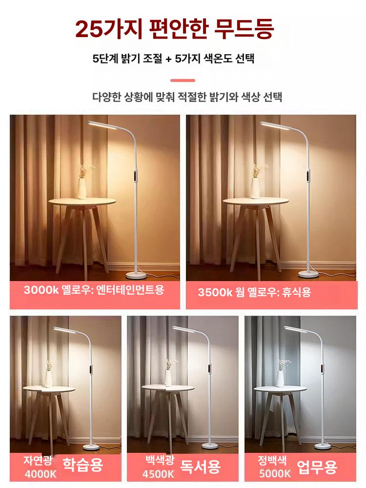 거실 독서용 스탠드등 장스탠드 램프 눈보호 플로어 기본 터치 솔리드 내추럴 조명 밝기조절불가 - 상세 이미지 3