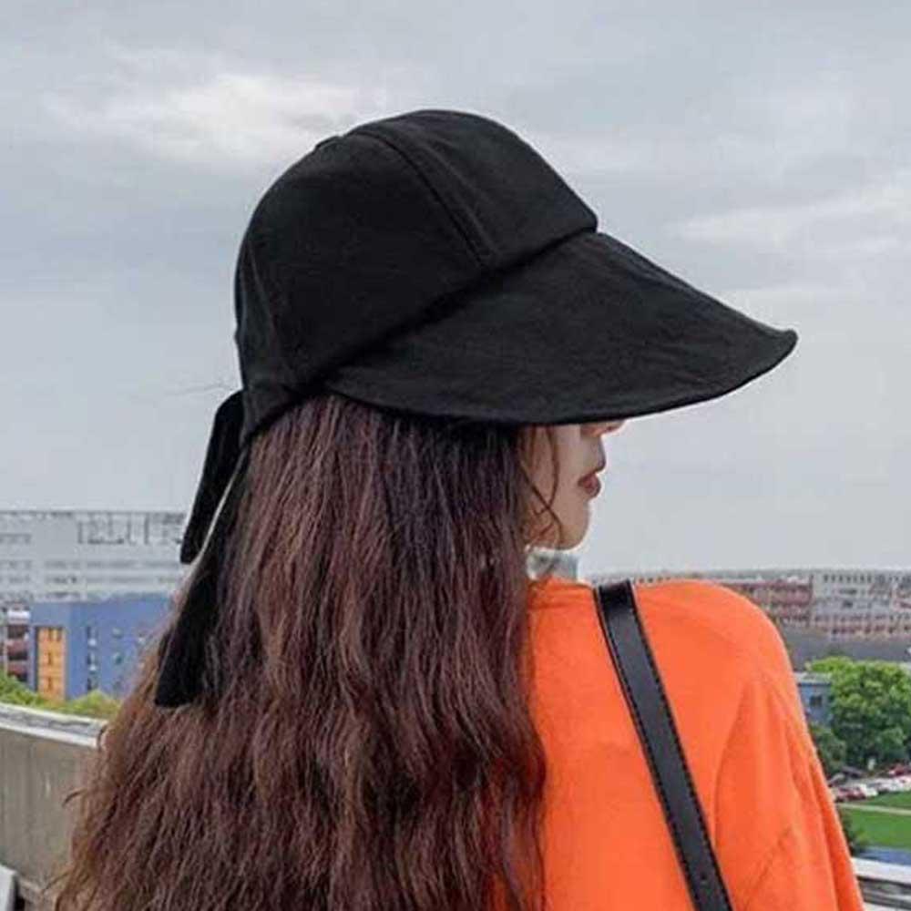 매듭 리본 버킷햇 벙거지 모자 여성 버킷햇 여자 면 골프 조절 - 상세 이미지 4