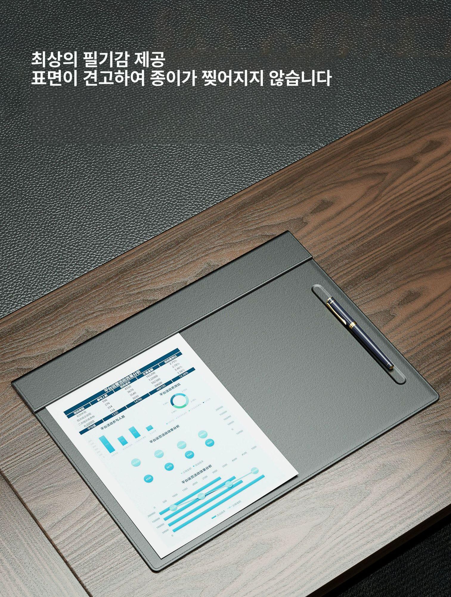 데스크 매트 임원용 패드 대형 고급 깔판 보호 깔개 블랙A3 뚜껑형 필기구 - 상세 이미지 4