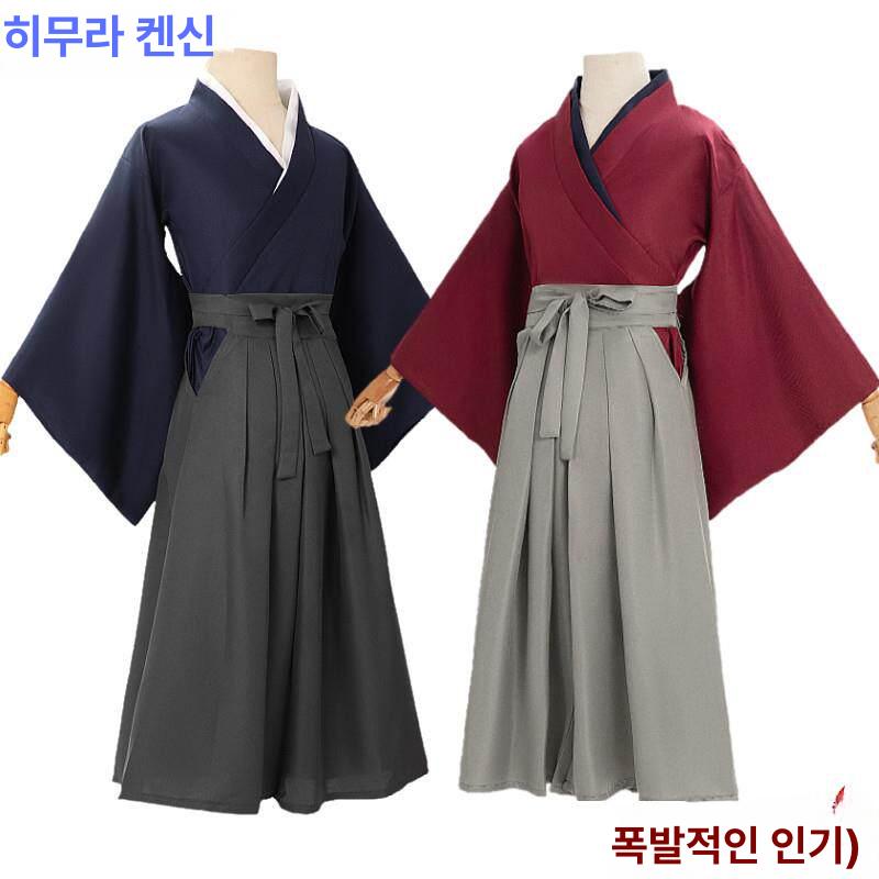 남성 기모노 일본 의상 켄신 바람의 검심 유카타 파티복 코스프레 힙합 잠옷 전통 진베이 - 상세 이미지 3