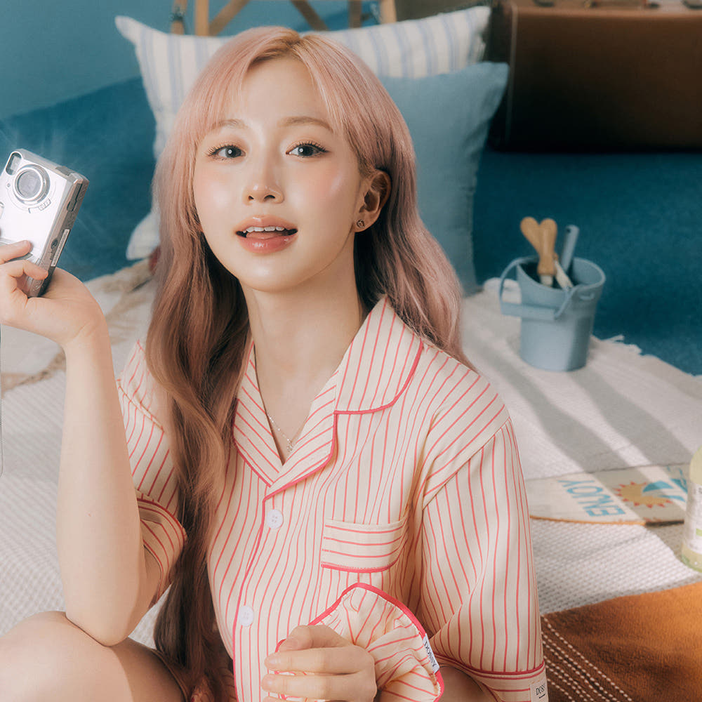 DOSSY 실크핏 러브썸 반팔 카라 커플 잠옷 세트 여름 홈웨어