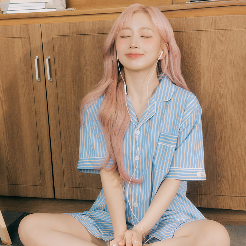 [해원 PICK] 실크핏 마리나 반팔 카라 세트 커플잠옷 여름 홈웨어 파자마