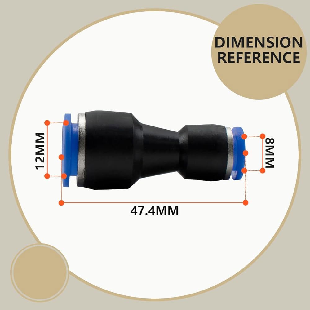 Bwintech 4개 8mm ~ 12mm 공압 스트레이트 리듀서 푸시를 연결하여 어댑터 퀵 릴리스 감속기 피팅(PG8-12) 4MM-6MM - 상세 이미지 2