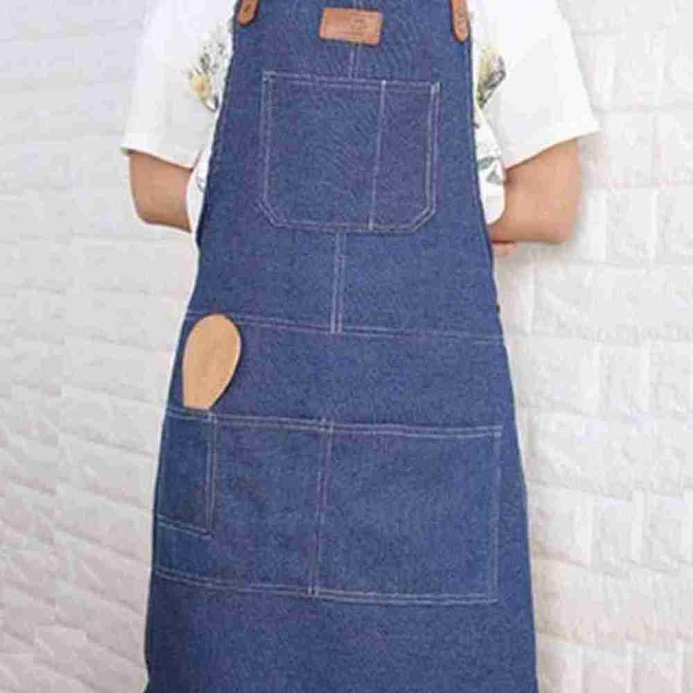 심플한 데님 남성 주방 작업 앞치마 가정용 카페 매장 에이프런 - 상품 이미지
