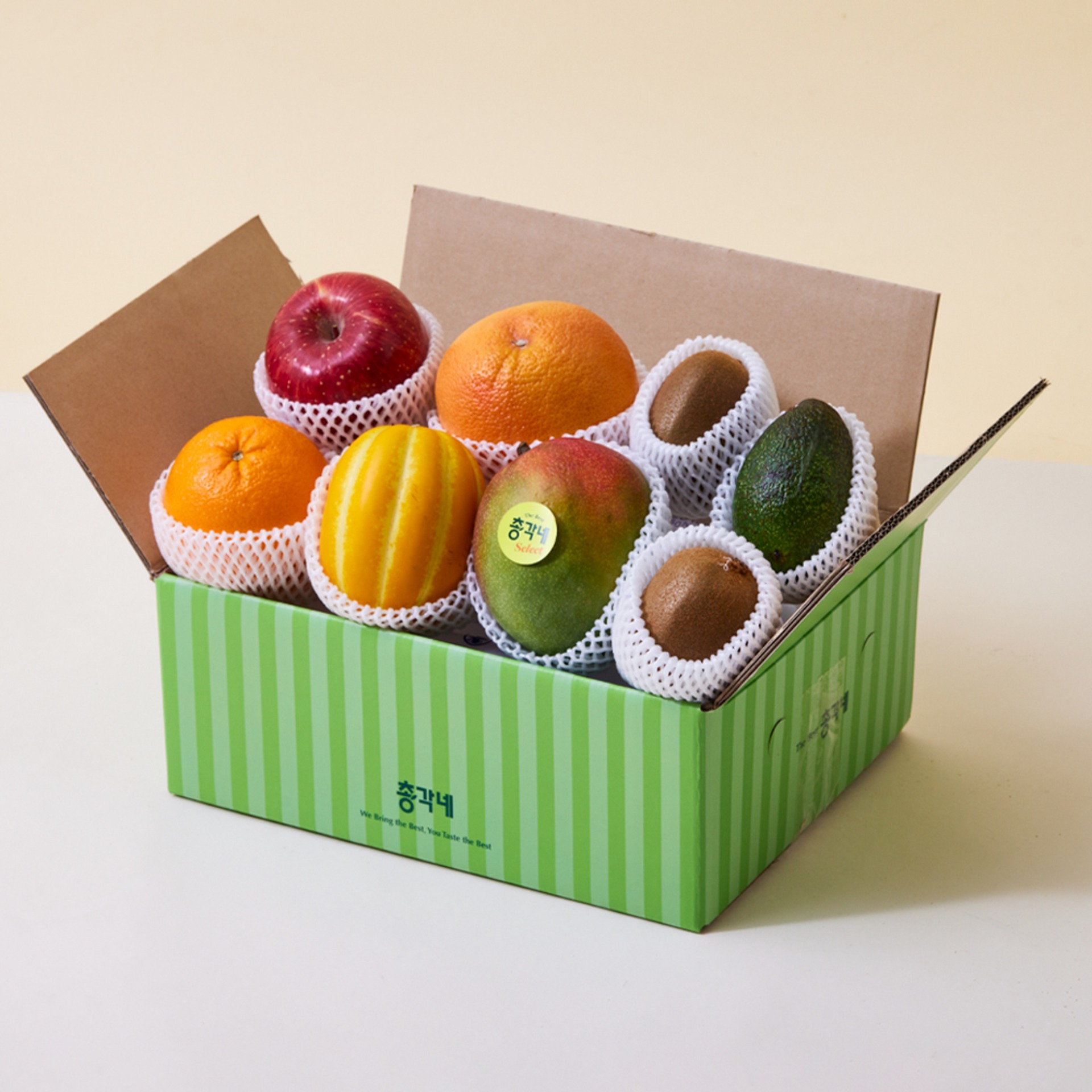 과일 선물세트 옐로그린 1호 2.2kg 이상 (참외, 사과, 망고 등 7종) - 상품 이미지