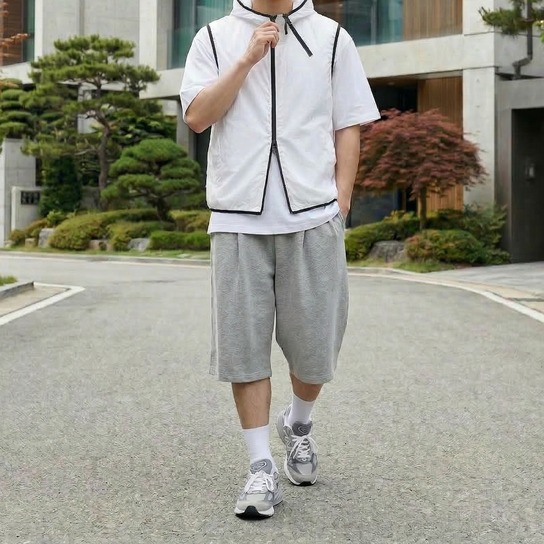 남자 후드 바람막이 조끼 사이드 지퍼 나일론 여름 베스트 이미지 8