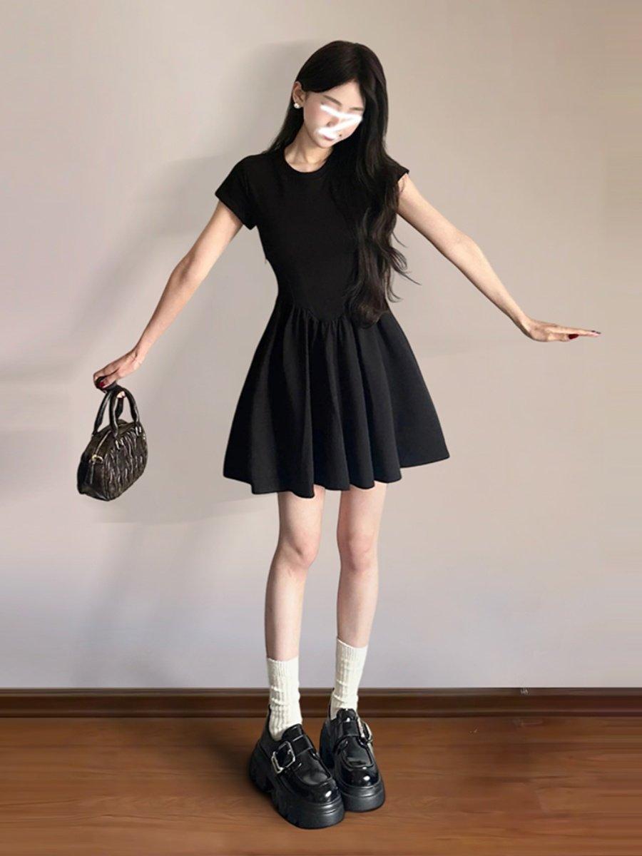 여름 미니 원피스 바캉스룩 여성 하객룩 키작녀 신혼여행 블랙 S - 상세 이미지 3