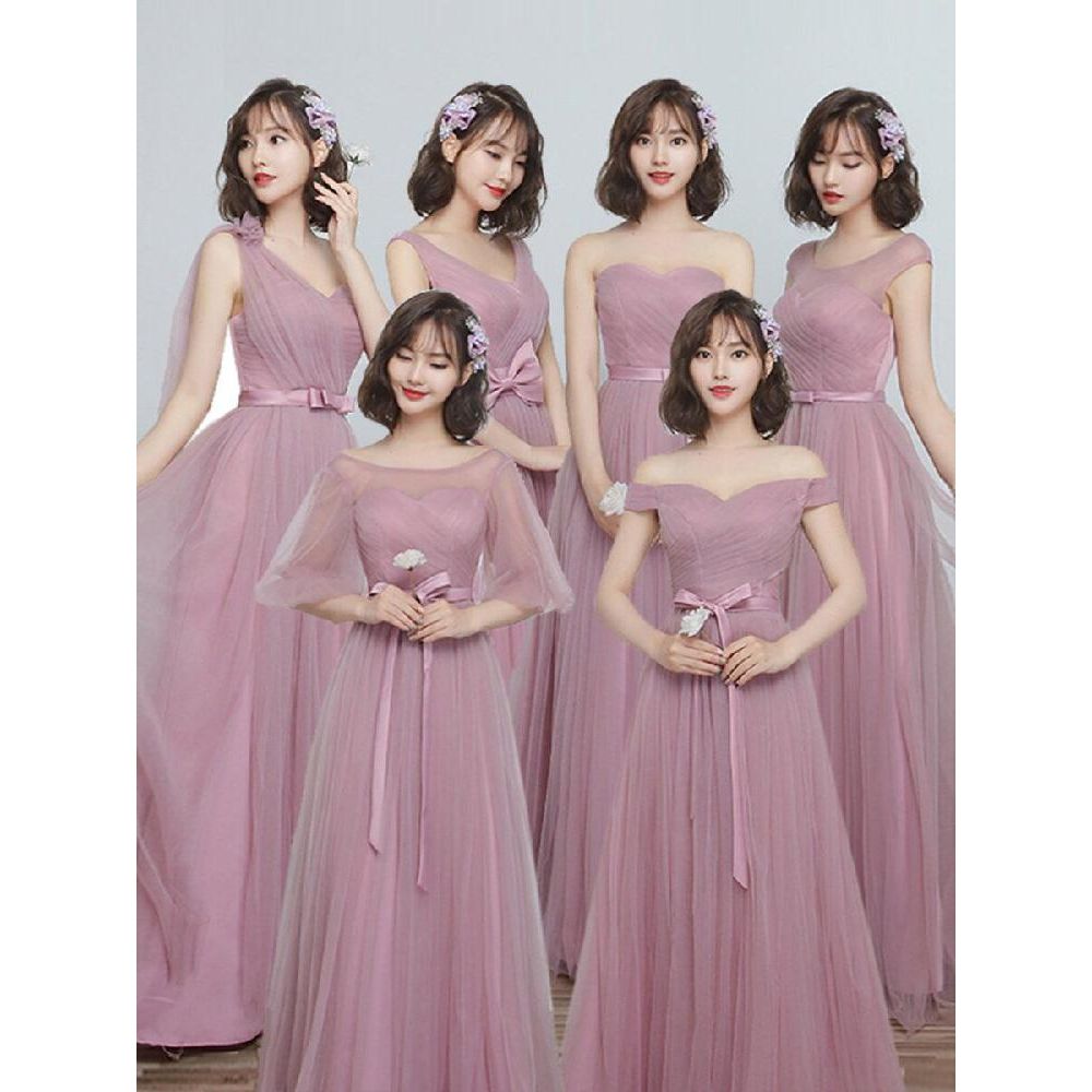 브라이덜샤워 들러리 드레스 롱 브라이덜 웨딩촬영 웨딩 결혼식 졸업사진 파티 이브닝 - 상품 이미지