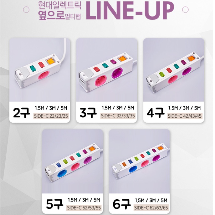 4구멀티탭 5M 국산 가정용 USB 개별스위치 옆으로멀티탭 2800W 이미지 6