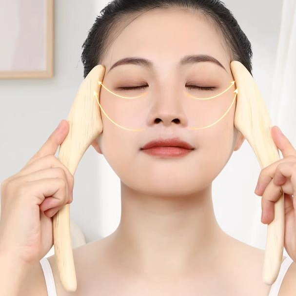 마사지 막대기 일본 편백나무 얼굴 스틱 바디 괄사 지압 살롱 - 상품 이미지