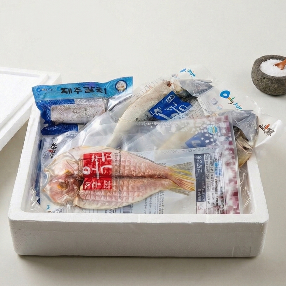 나는제주다 제주 생선세트 갈치 옥돔 고등어 손질 반건조 순살 3종 1.2kg - 상품 이미지