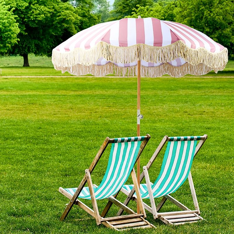 스트라이프 테슬 파라솔 핑크 마당 피크닉 비치 야외 핑크화이트 스트라이프 없음 이미지