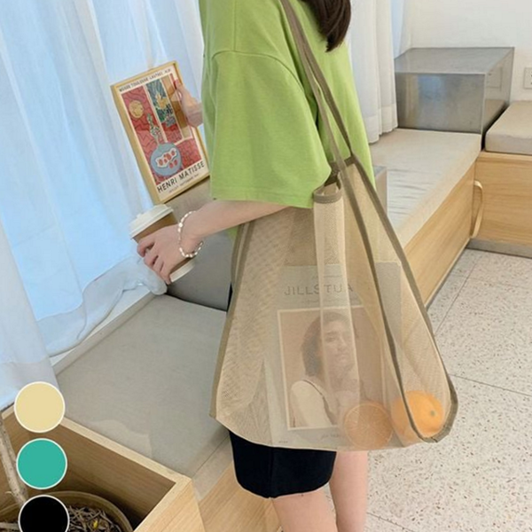 가벼운 여성 메쉬 숄더백 여름 메쉬 그물 가방 비치 휴가용 - 상품 이미지