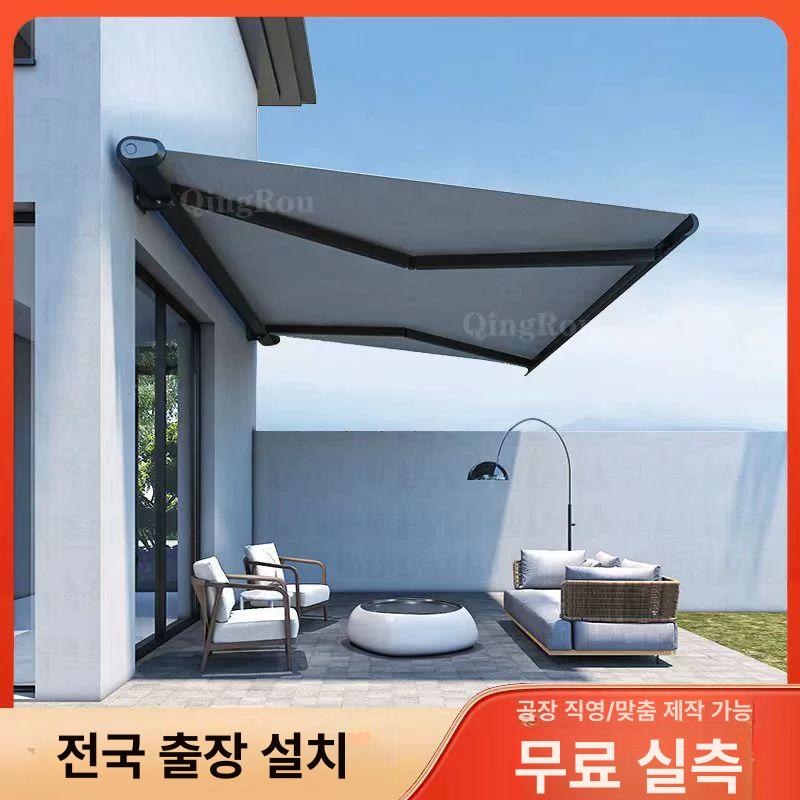 전동 어닝 테라스 지붕 연장 그늘막 텐트 카페 개폐식 길이 5mx확장 2.5m - 상세 이미지 2