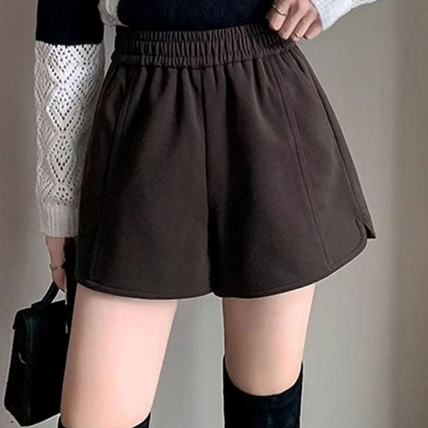 하이 여성 모직 반바지 데일리 a라인 반바지 와이드 밴딩 겨울 - 상품 이미지