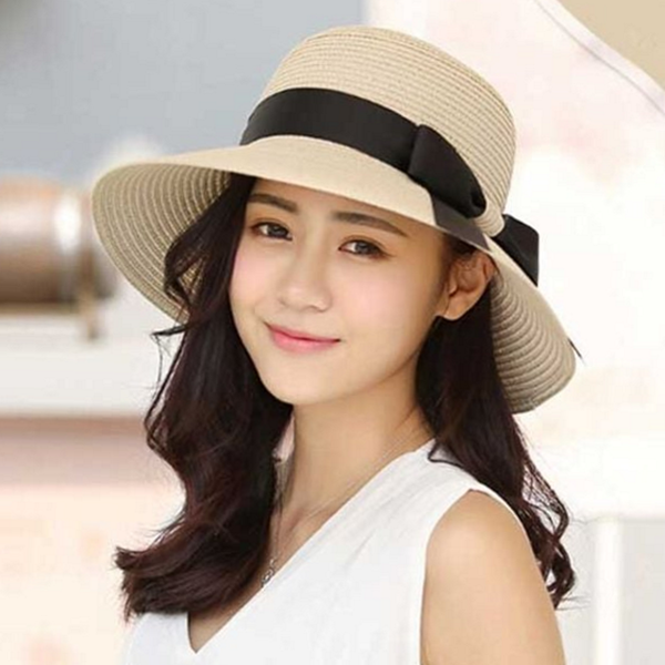 넓은 여성 라피아 햇 리조트 여성 밀짚 모자 비치 여름 - 상품 이미지