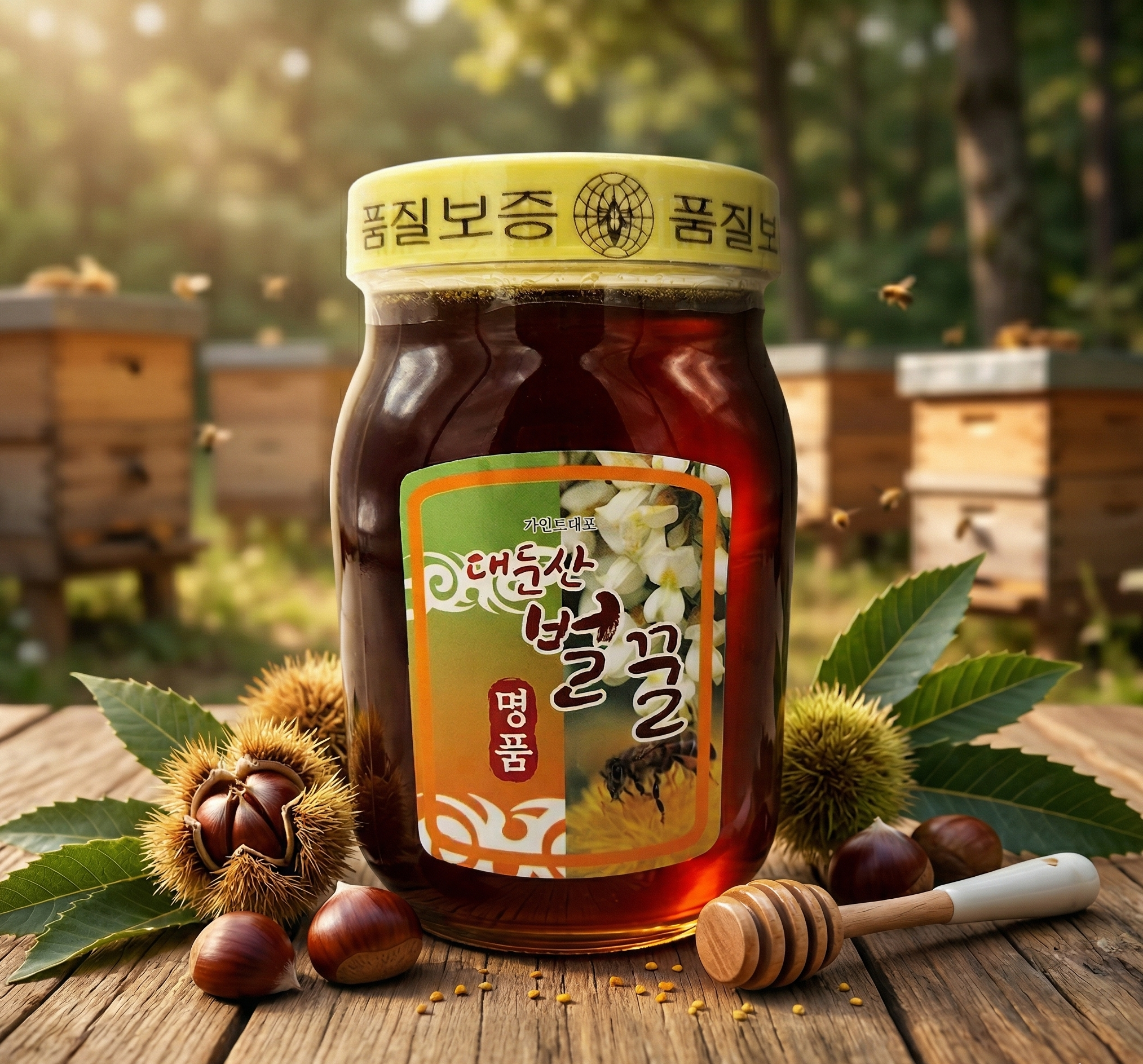 국내산 천연 토종 밤꿀 1.2kg 자연산 꿀 밤나무꽃 - 상품 이미지