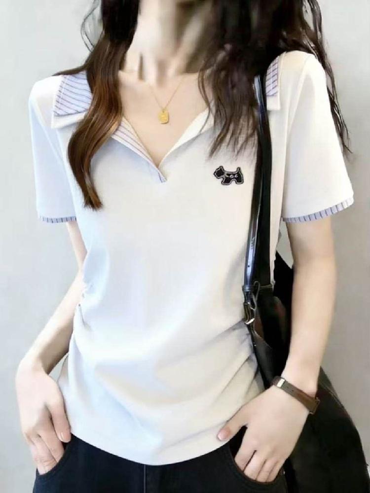 반팔 여성 티셔츠 폴로 골프 캐주얼 카라티 여름 우먼스 데일리 - 상세 이미지 2