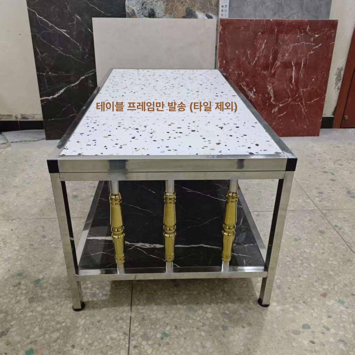 스텐 접이식 테이블 철제 식탁 폴딩 간이 다이 탁자 이중층 55 높이 - 상세 이미지 2