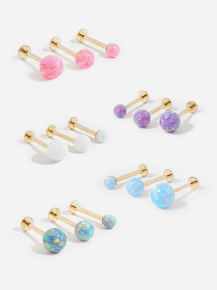 [0.8mm] 14K 인터널 오팔 라블렛 피어싱 귀걸이 - 상세 이미지 4