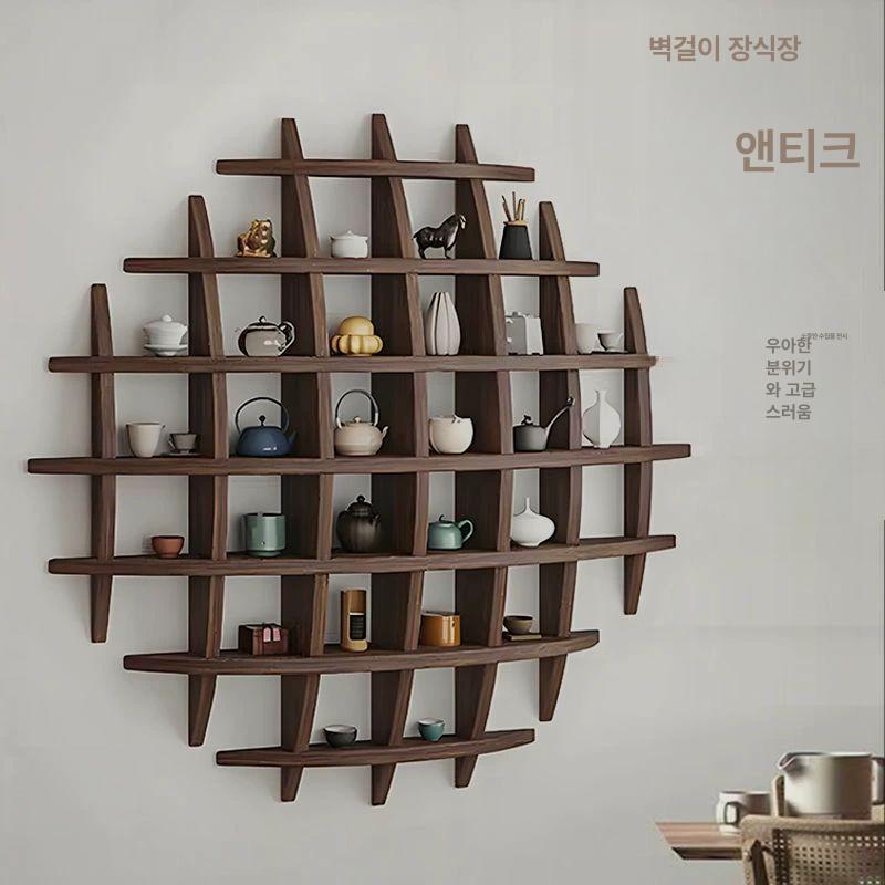 벽걸이 격자 수납 선반 원목 주방정리 벌집 다도 오동나무 그릇 방법 나무 전시장 일반 - 상세 이미지 2
