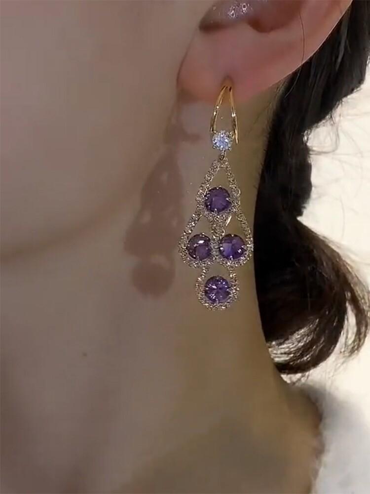 화려한 귀걸이 독특한 큐빅 귀걸이 쇼용 공연용 행사용 무대용 귀걸이 연주회 큐빅 다이아 - 상세 이미지 5