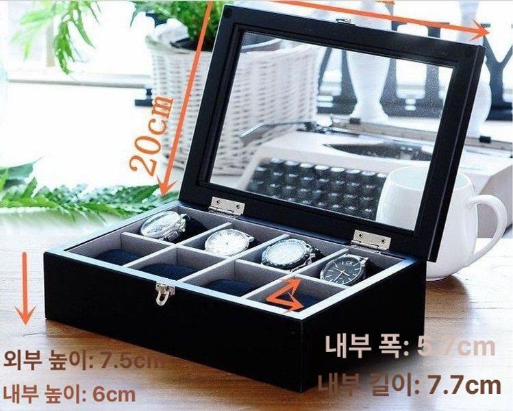 시계보관함 거치대 손목시계 케이스 브라운 8구 화이트 - 상세 이미지 4