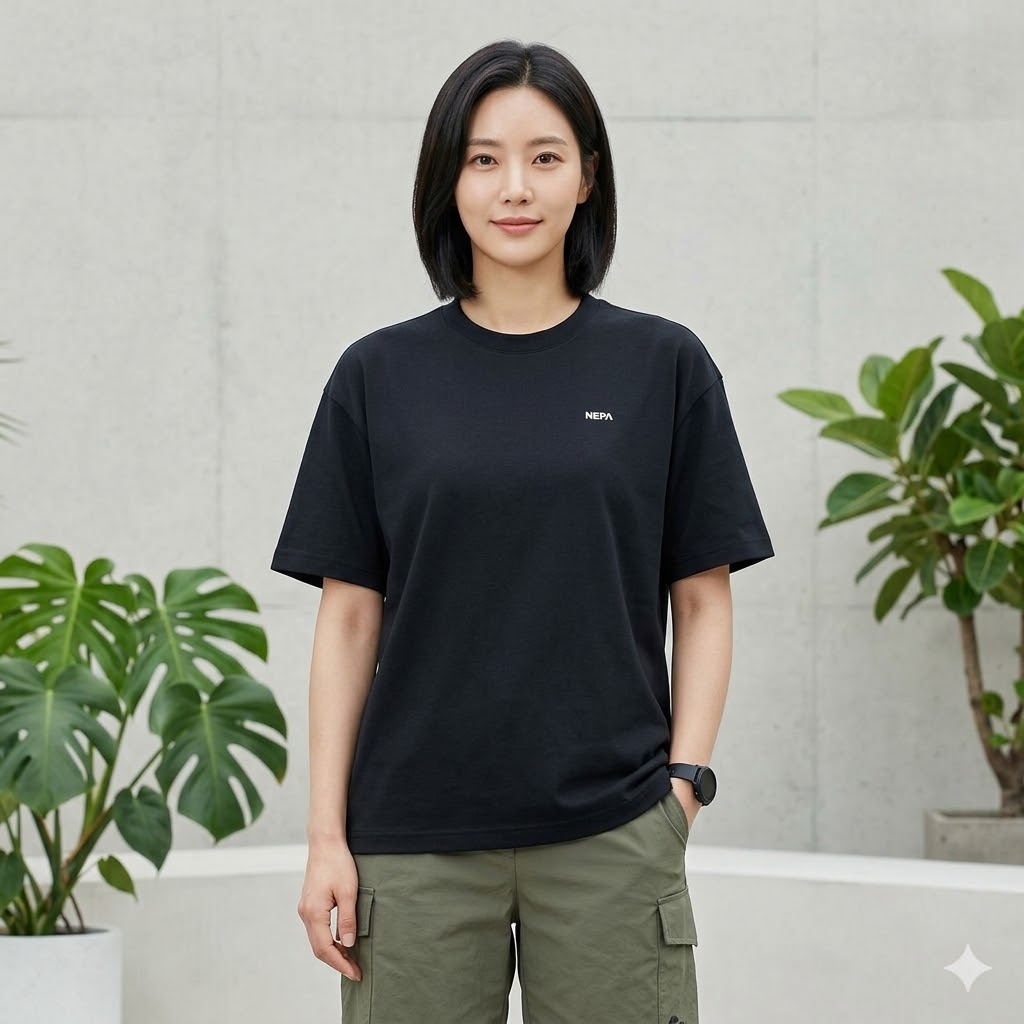 네파 여름 여자 아웃도어 루즈핏 긴기장 등산 반팔티셔츠 - 상품 이미지