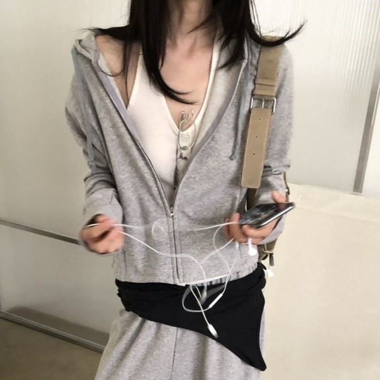 여성 슬림 레귤러핏 후드집업 트레이닝복 데일리 집업 - 상품 이미지