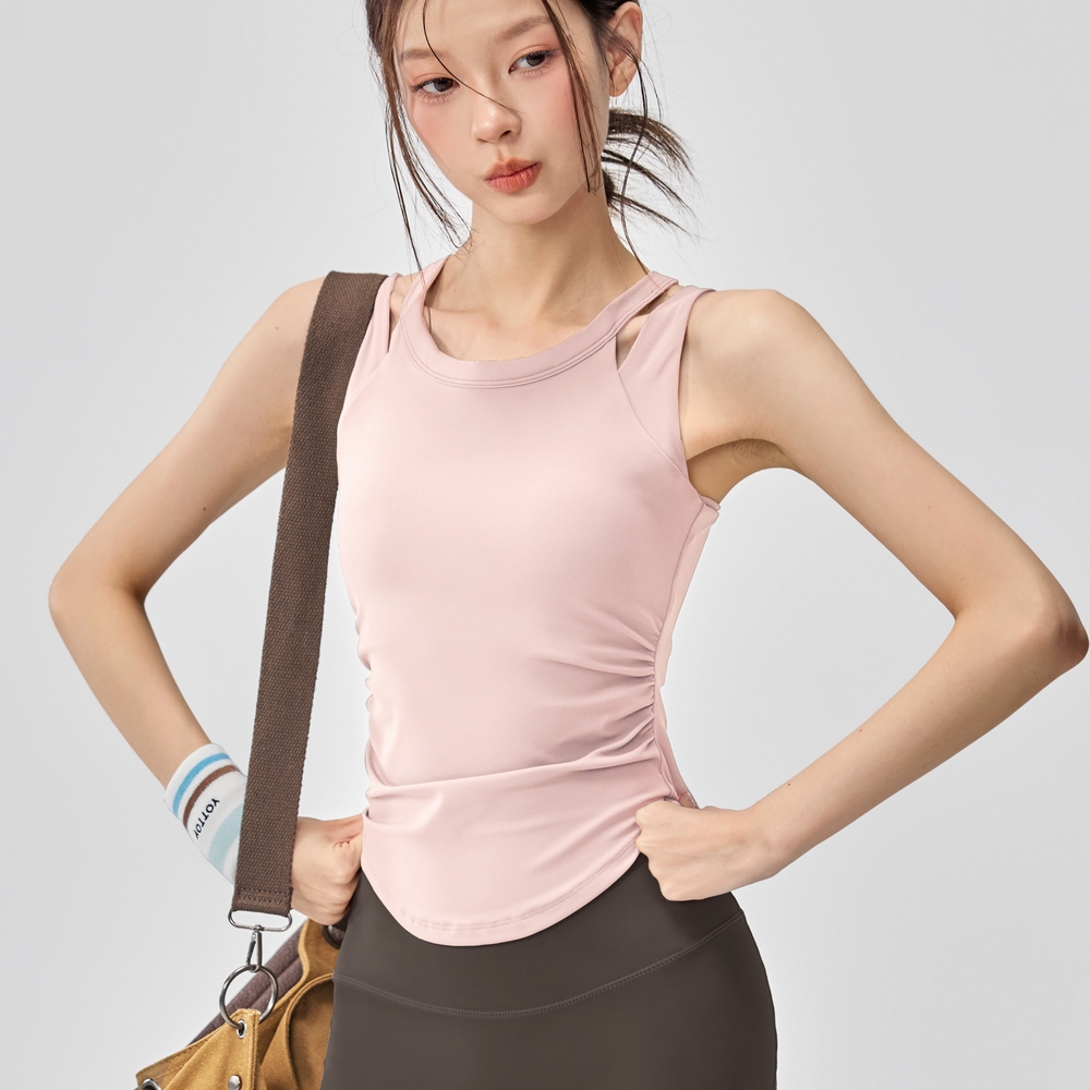 요가복 상의 여성 요가 스포츠 필라테스복 민소매 나시 슬림 여자 운동복 헬스 여름 - 상세 이미지 2
