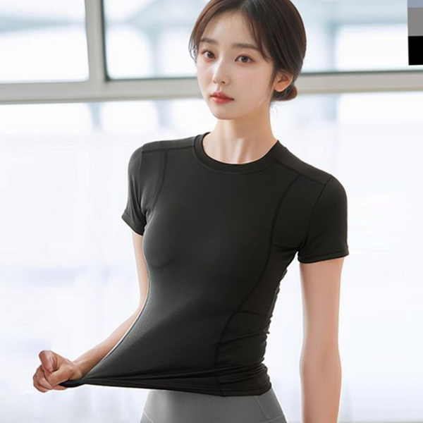 피트니스 여성 요가복 상의 스포츠 필라테스복 상의 헬스복 반팔 - 상품 이미지
