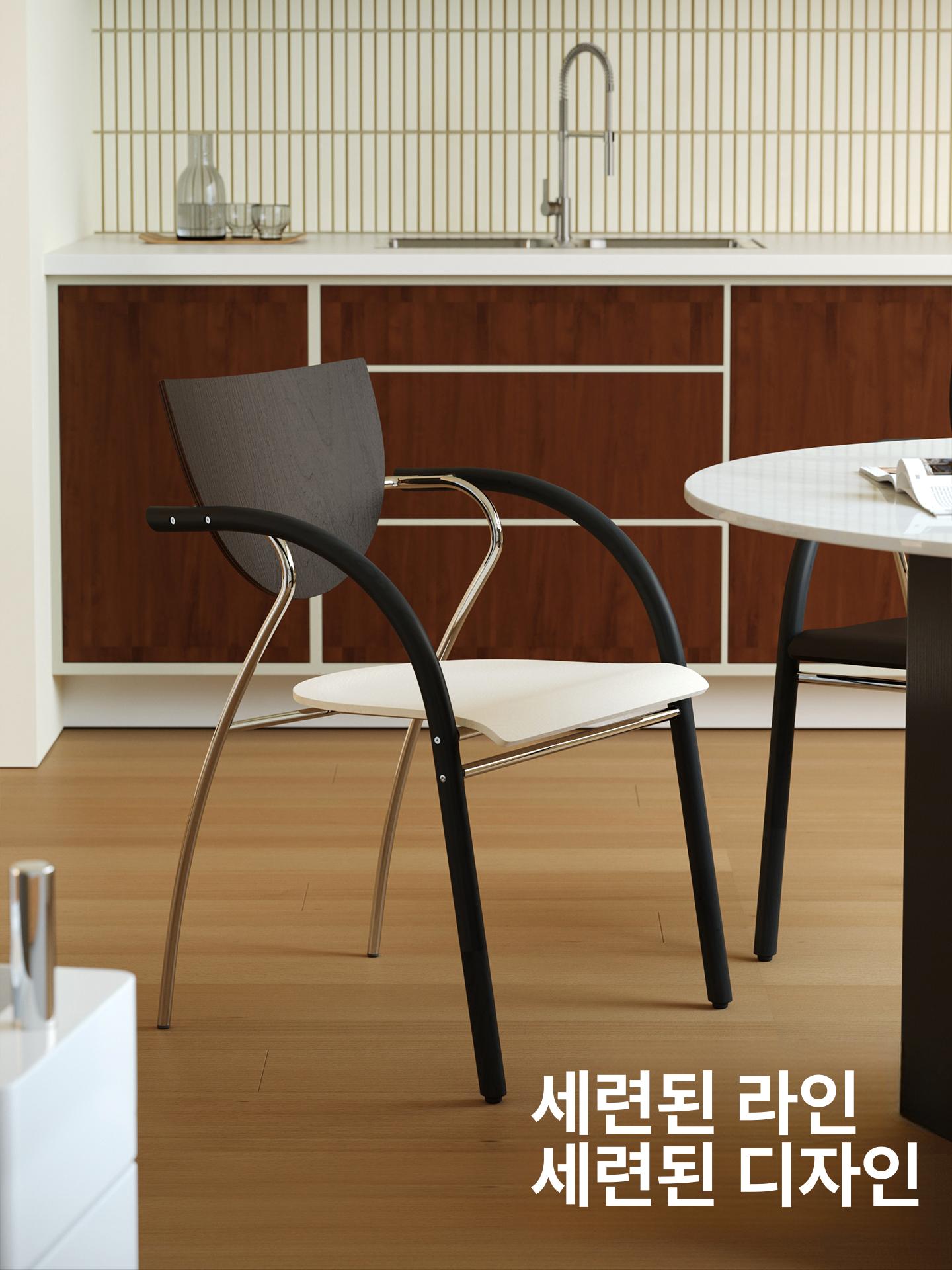 미드 센추리 다이닝 체어 식탁 의자 북유럽 거실용 베이지 쿠션 - 상세 이미지 2