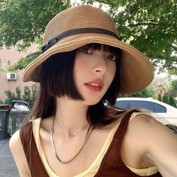 데일리 여성 라탄 모자 비치 라탄 모자 벙거지 여름 - 상품 이미지