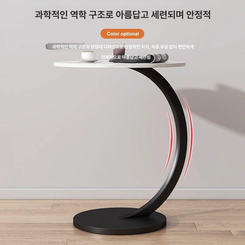 소형탁자 탁상 테이블 원목 삼각 활용 메인 이미지 스노우 화이트 블랙 - 상세 이미지 4