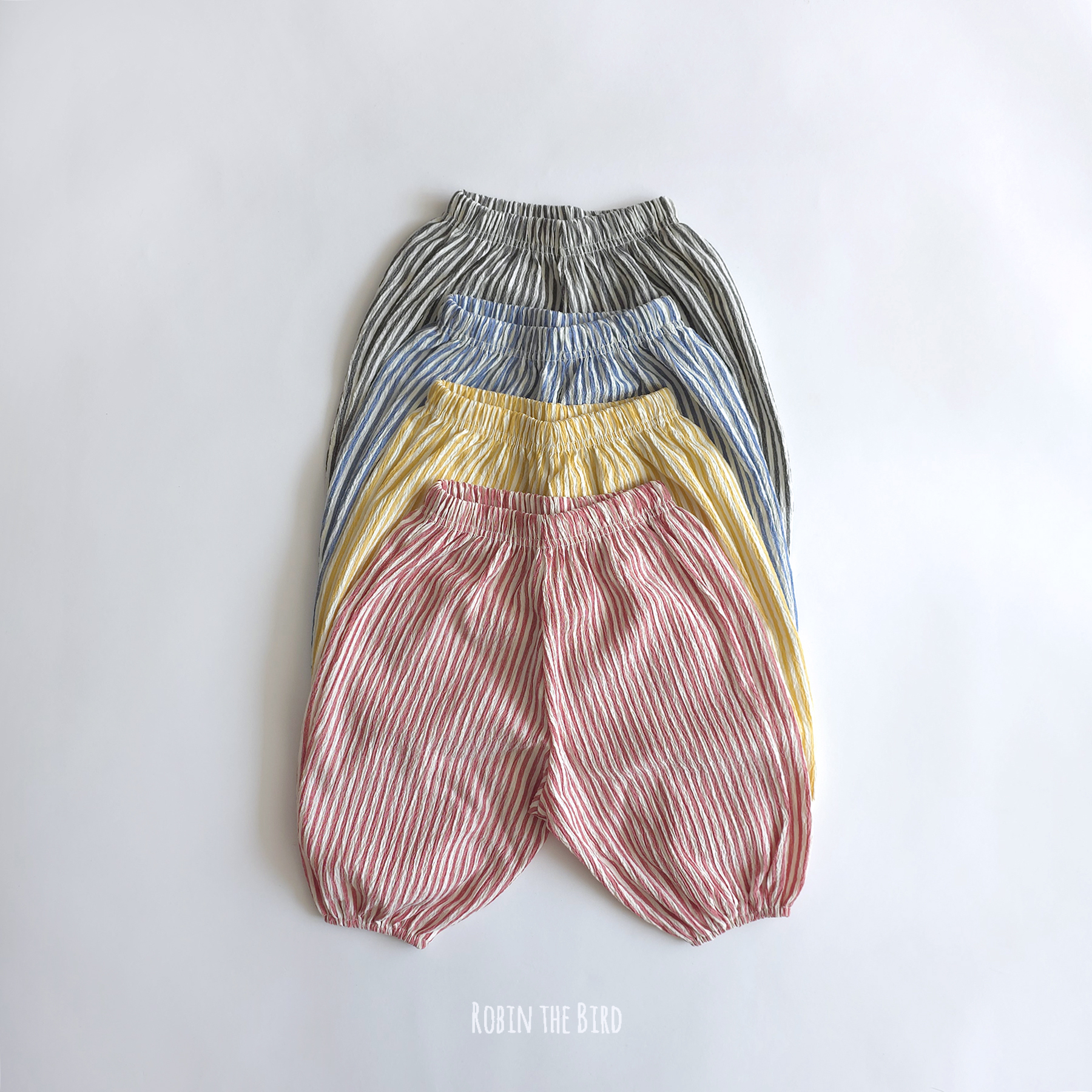 여름 유아 아기 고쟁이 줄무늬 소세지 주름바지 아동 옷 배기핏 팬츠 오도도 - 상품 이미지