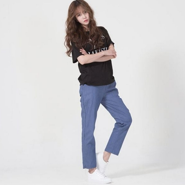 데일리 여성 마 바지 밴딩 마 바지 9부 여름 캐주얼 - 상품 이미지