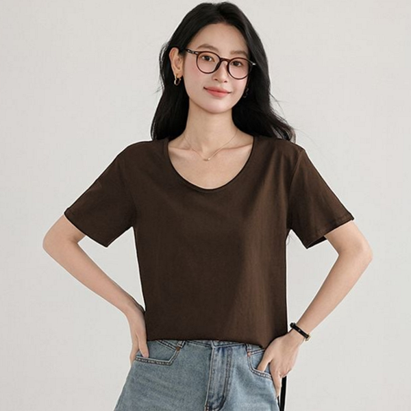 데일리 여성 반팔 티셔츠 루즈핏 여성 여름 티셔츠 라운드 유넥 - 상품 이미지